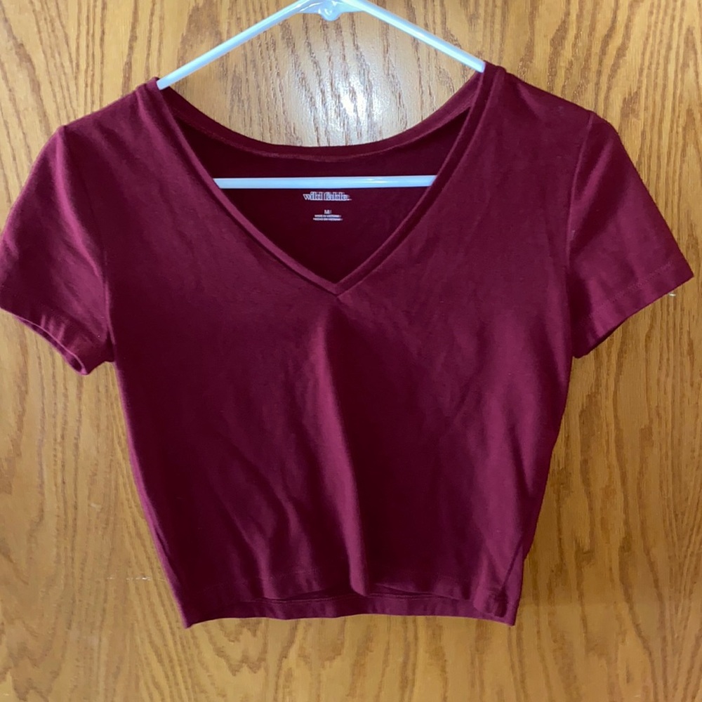 Wild Fable Maroon cropped tee